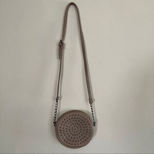 Neiman Marcus Pebbled Faux Leather Studded Canteen Bag